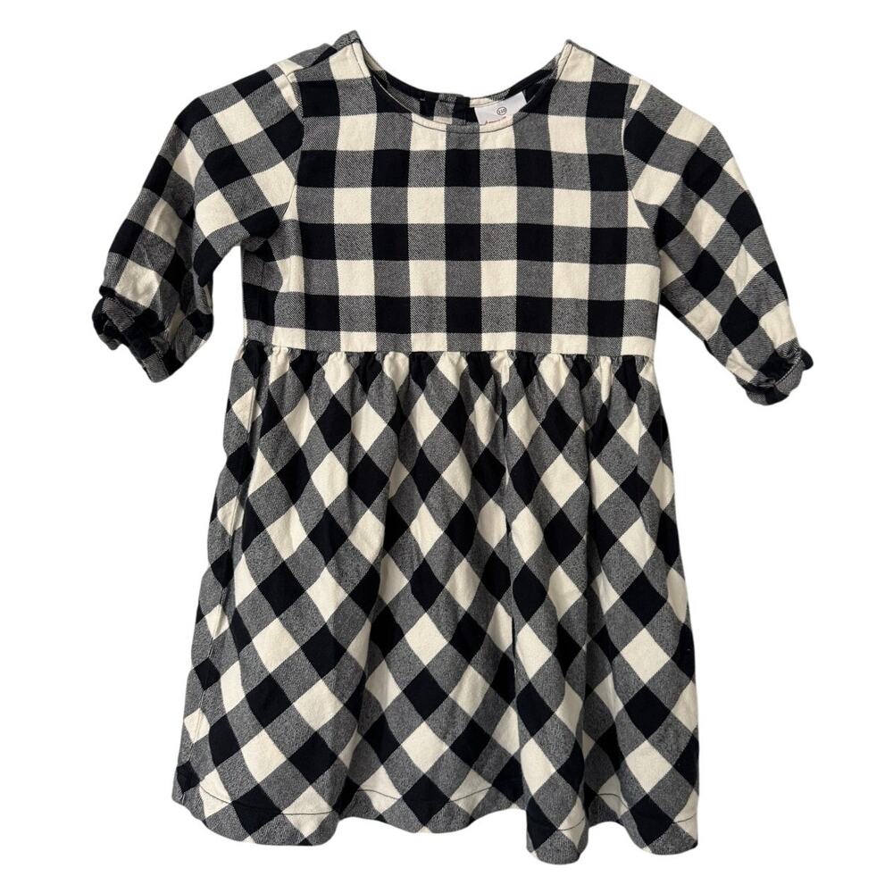 Hanna Andersson Black‎ Cream Plaid Dress Size 110/ US 5
